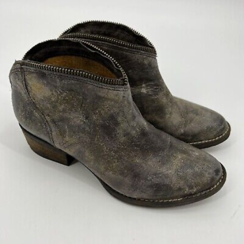 Very Volatile Distressed Western Bootie with Zipper Ankle